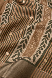 Olive Green Printed Semi Tussar Silk Saree 10077985
