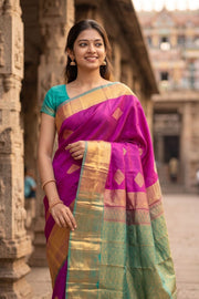 Purple Kanjivaram Vegan Silk Saree with Contrast Pallu 10074871
