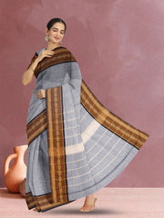 Grey Handloom Kanchi Cotton Saree 10071789
