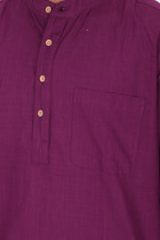 Purple Full Sleeve Slub Cotton Solid Style Men's Kurta 10074256