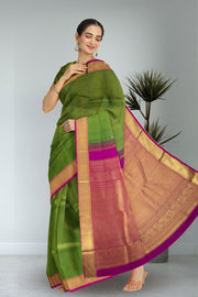 Dark Green Nakashi Kanjivaram Silk Saree 10075526