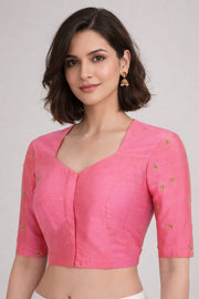 Pink Aari Embroidered Silk Blouse 10069589
