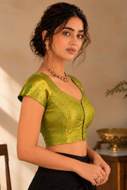 Olive Green Kanjivaram Soft Silk Blouse 10076987