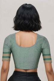 Green Andhra Cotton Blouse 10073431