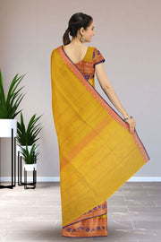 Yellow Handwoven Kanchi Cotton Saree 10069383