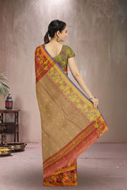 Maroon Bengal Handwoven Cotton Saree 10075316
