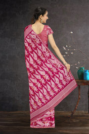 Pink Handloom Jamdani Style Cotton Saree with Blouse 10074229