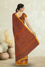 Maroon Handloom Chettinad Cotton Saree 10075075
