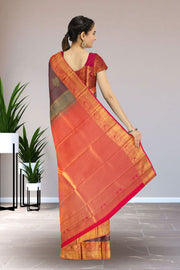Maroon Kanjivaram Vegan Silk Saree with Contrast Pallu 10074864