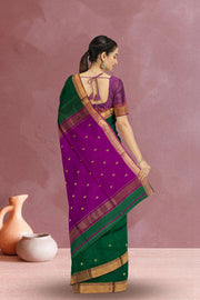 Green Maheshwari Silk Cotton Saree 10075274