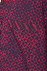 Indigo Handblock Print Pre-Washed Pure Cotton Crop Shirt 10074617