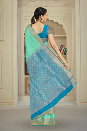 Blue Pure Silk Kanjivaram Saree 10071864
