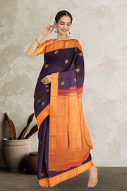 Matte Purple Korvai Kanjivaram Silk Saree 10075655