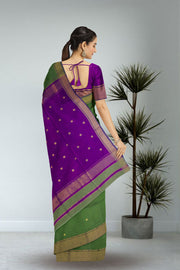 Green Maheshwari Silk Cotton Saree 10075275