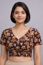 Black Jahota Printed Cotton Blouse 10072239