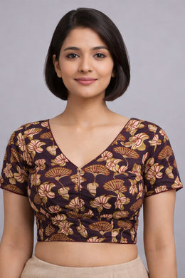 Black Jahota Printed Cotton Blouse 10072239