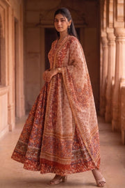 Maroon Hand Block Printed Cotton Chaniya Choli With Kota Doria Dupatta 10066327