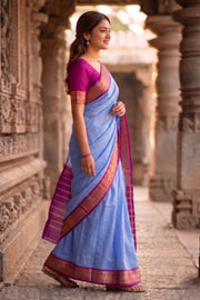 Ice Blue Mysore Semi Crepe Silk Saree 10077212