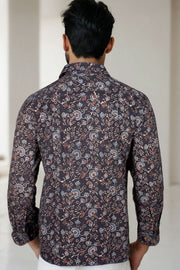 Brown Full Sleeve Ajrakh Printed Cotton Mens Shirt 10073000