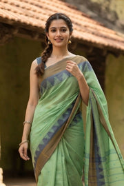 Green Handloom Chettinad Cotton Saree 10077355