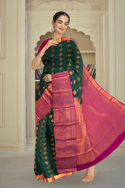 Green Kanjivaram Vegan Silk Saree 10076037