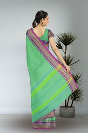 Green Handloom Chettinad Cotton Saree Without Blouse 10075148