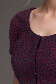 Maroon Indigo Hand Block Print Cotton Blouse 10074609