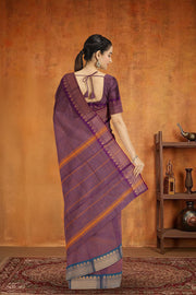 Brown Handloom Chettinad Cotton Saree 10075092