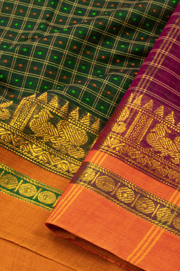 Green Thousand Buttas Chettinad Cotton Saree 10075970