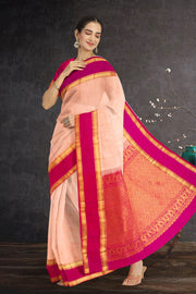 Cream Handloom Kanjivaram Soft Silk Saree 10075692