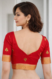 Red Chanderi Silk Cotton Blouse 10076963