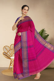 Pink Handloom Chettinad Cotton Saree 10075813