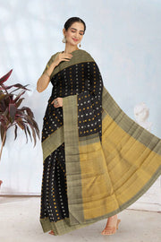 Black Handloom Kanjivaram Silk Saree 10065034