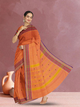 Orange Handloom Kanchi Cotton Saree 10071829