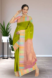 Green Handloom Kanjivaram Soft Silk Saree 10075675