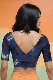 Blue Ajrakh Printed Cotton Blouse 10073381