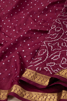 Maroon Zari Border Mulberry Silk Saree Without Blouse 10076900