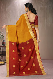 Golden yellow Mysore Crepe Silk Saree 10064636