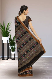 Black Bengal Handwoven Jamdani Style Cotton Saree 10075358