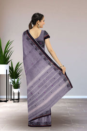 Mauve Handloom Chettinad Cotton Saree Without Blouse 10075163