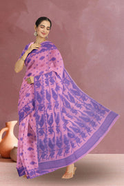 Pink Handloom Jamdani Style Cotton Saree with Blouse 10074223