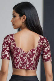 Maroon Banarasi Chiniya Silk Blouse 10075007