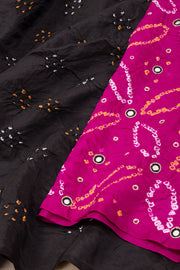 Black Bandhani Mulberry Silk Saree 10076906