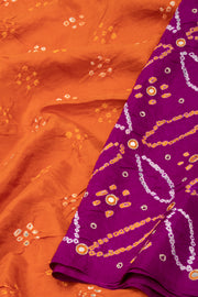 Orange Bandhani Mulberry Silk Saree 10076907