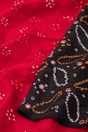 Black Bandhani Mulberry Silk Saree 10076908