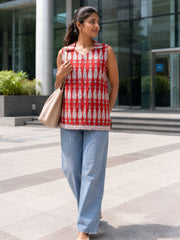 Red Bagh Printed Women Sleevless Shirt 10077184
