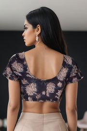 Black Hand Block Jahota Printed Cotton Blouse 10074989