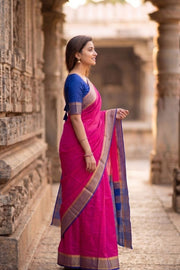 Festival Pink Mysore Crepe Silk Saree With Zari Border 10076669