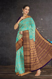 Blue Kanjivaram Vegan Silk Saree 10076043