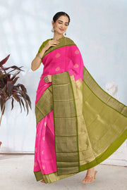 Pink Kanjivaram Vegan Silk Saree 10076044